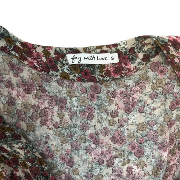 Floral Print Short Sleeve Wrap Lightweight Deep V Long Maxi Dress S - Picture 10 of 10